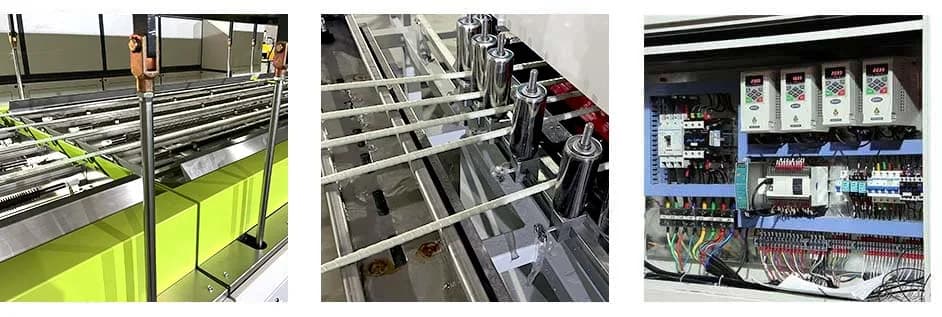 Curing ovens on a GFRP rebar production line